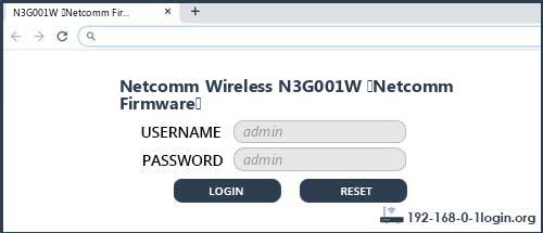 Netcomm Wireless N3G001W (Netcomm Firmware) router default login