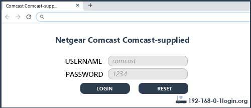 Netgear Comcast Comcast-supplied router default login