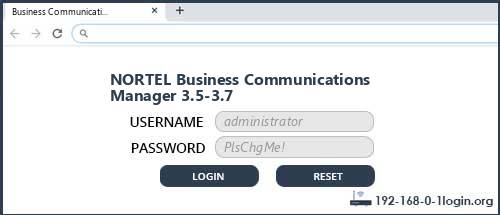 NORTEL Business Communications Manager 3.5-3.7 router default login