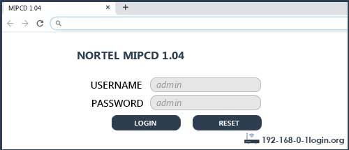 NORTEL MIPCD 1.04 router default login