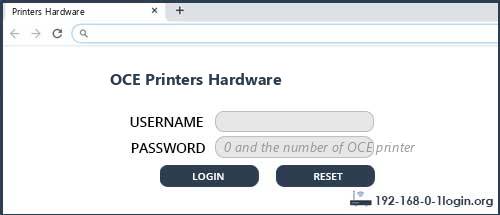 OCE Printers Hardware router default login