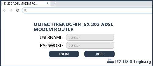 OLITEC (TRENDCHIP) SX 202 ADSL MODEM ROUTER router default login