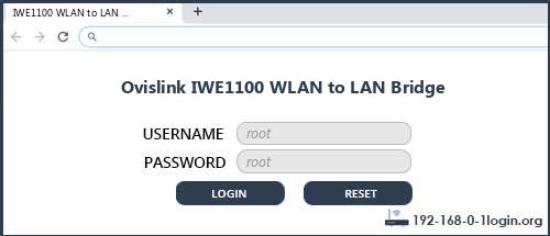 Ovislink IWE1100 WLAN to LAN Bridge router default login