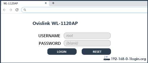 Ovislink WL-1120AP router default login