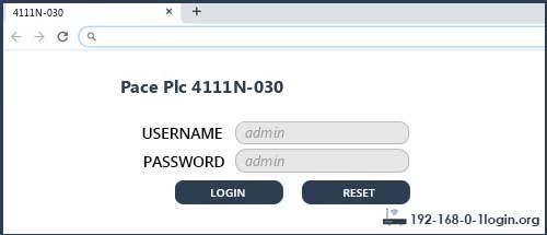 Pace Plc 4111N-030 router default login