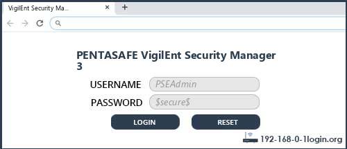 PENTASAFE VigilEnt Security Manager 3 router default login