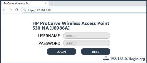 HP ProCurve Wireless Access Point 530 NA (J8986A) router default login