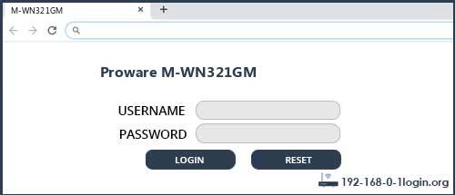 Proware M-WN321GM router default login