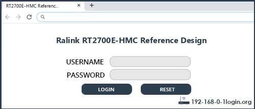 Ralink RT2700E-HMC Reference Design router default login