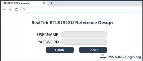 RealTek RTL8191SU Reference Design router default login