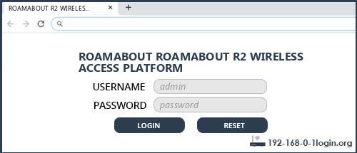 ROAMABOUT ROAMABOUT R2 WIRELESS ACCESS PLATFORM router default login