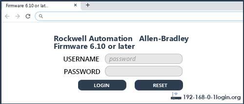 Rockwell Automation   Allen-Bradley Firmware 6.10 or later router default login