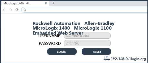 Rockwell Automation   Allen-Bradley MicroLogix 1400   MicroLogix 1100 Embedded Web Server router default login