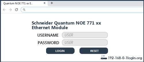 Schneider Quantum NOE 771 xx Ethernet Module router default login