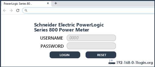 Schneider Electric PowerLogic Series 800 Power Meter router default login