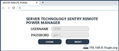SERVER TECHNOLOGY SENTRY REMOTE POWER MANAGER router default login