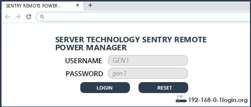SERVER TECHNOLOGY SENTRY REMOTE POWER MANAGER router default login