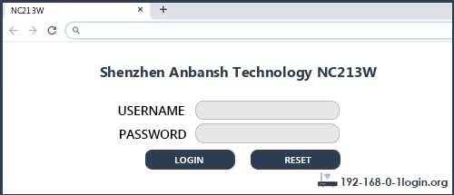 Shenzhen Anbansh Technology NC213W router default login
