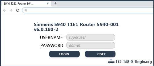Siemens 5940 T1E1 Router 5940-001 v6.0.180-2 router default login