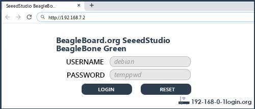 BeagleBoard.org SeeedStudio BeagleBone Green router default login