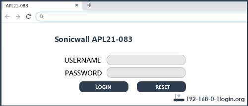 Sonicwall APL21-083 router default login