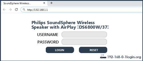 Philips SoundSphere Wireless Speaker with AirPlay (DS6800W/37) router default login