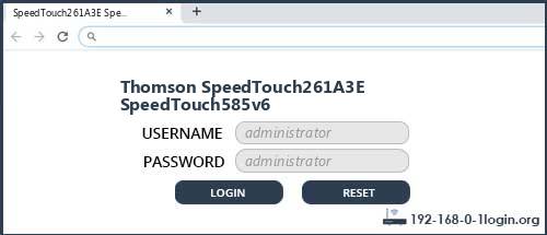 Thomson SpeedTouch261A3E SpeedTouch585v6 router default login