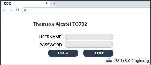 Thomson Alcatel TG782 router default login