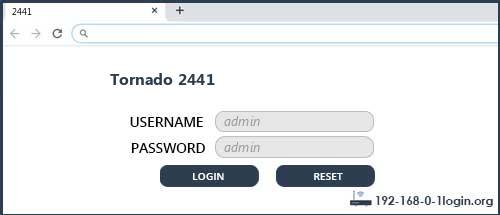 Tornado 2441 router default login