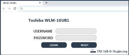 Toshiba WLM-10UB1 router default login