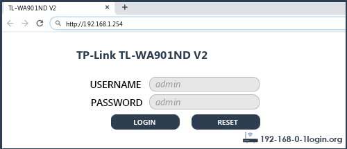 TP-Link TL-WA901ND V2 router default login