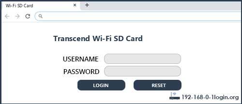 Transcend Wi-Fi SD Card router default login