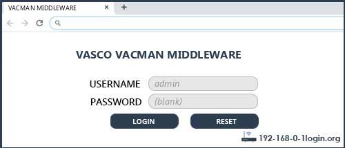 VASCO VACMAN MIDDLEWARE router default login