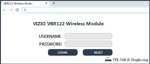 VIZIO VBR122 Wireless Module router default login