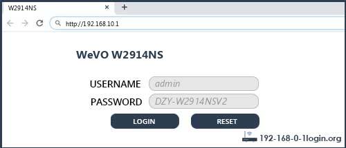 WeVO W2914NS router default login