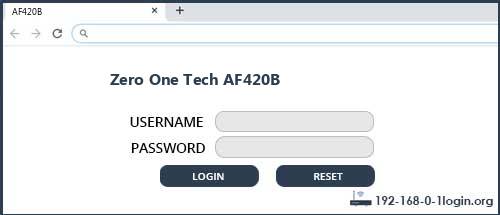Zero One Tech AF420B router default login