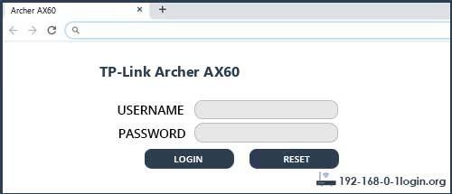 TP-Link Archer AX60 router default login