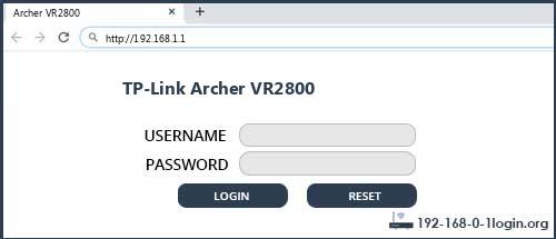 TP-Link Archer VR2800 router default login