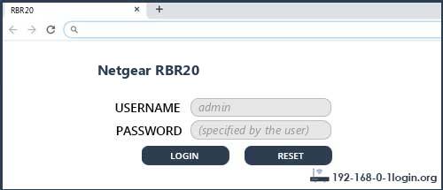 Netgear RBR20 router default login