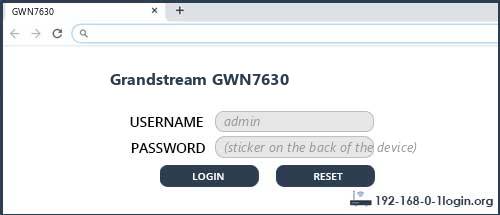 Grandstream GWN7630 router default login