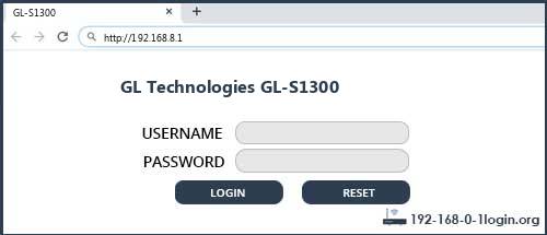 GL Technologies GL-S1300 router default login