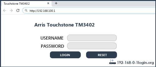 Arris Touchstone TM3402 router default login