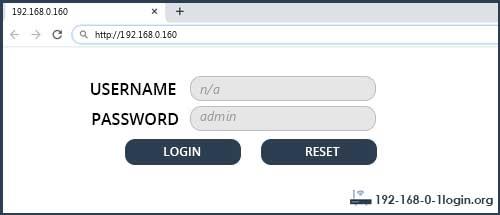 192.168.0.160 default username password