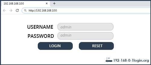 192.168.168.100 default username password