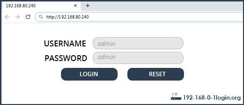 192.168.80.240 default username password