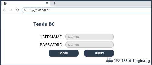 Tenda B6 router default login