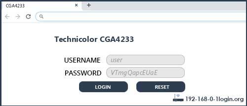 Technicolor CGA4233 router default login