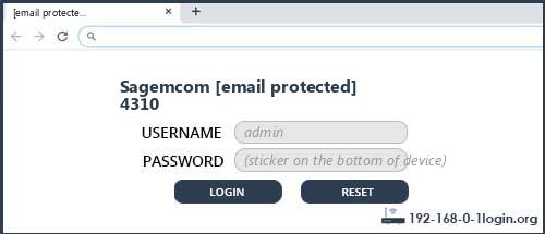 Sagemcom [email protected] 4310 router default login
