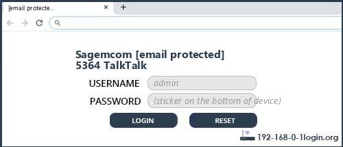 Sagemcom [email protected] 5364 TalkTalk router default login