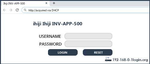 ihiji Ihiji INV-APP-500 router default login